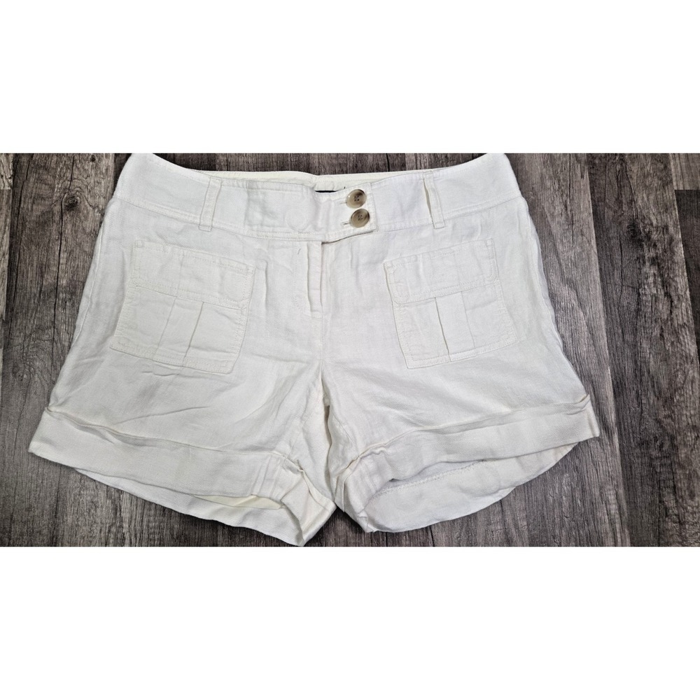 The Limited Off white Linen Blend Women's Shorts with Front Patch Pockets
